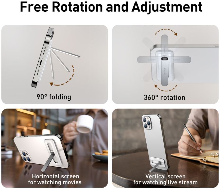 Baseus Kickstand voor Telefoonhoesjes Universele Standaard Wit afbeelding 4