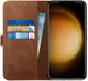 Rosso Deluxe Samsung Galaxy S23 Hoesje Echt Leer Book Case Bruin