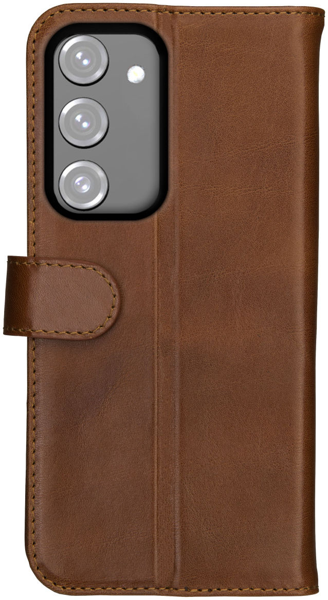 Rosso Deluxe Samsung Galaxy S23 Hoesje Echt Leer Book Case Bruin afbeelding 2