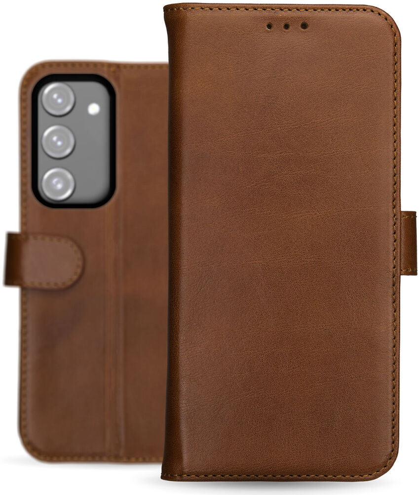 Rosso Deluxe Samsung Galaxy S23 Hoesje Echt Leer Book Case Bruin afbeelding 6