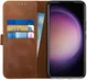 Rosso Deluxe Samsung Galaxy S23 Plus Hoesje Echt Leer Book Case Bruin