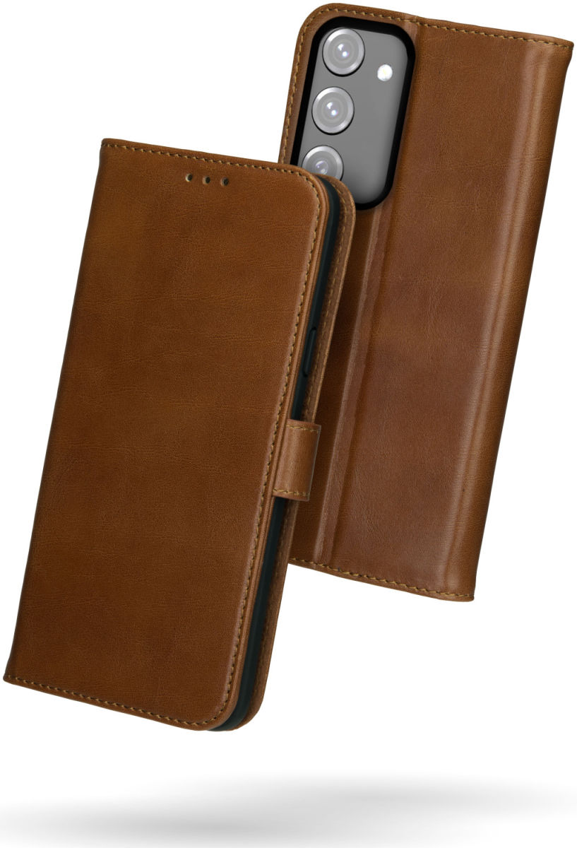 Rosso Deluxe Samsung Galaxy S23 Plus Hoesje Echt Leer Book Case Bruin afbeelding 6