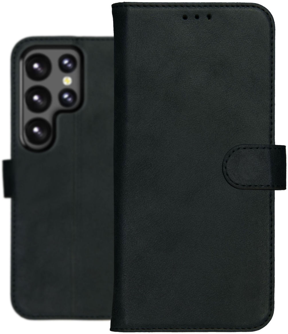 Rosso Deluxe Samsung Galaxy S23 Ultra Hoesje Echt Leer Book Case Zwart afbeelding 6