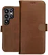 Rosso Deluxe Samsung Galaxy S23 Ultra Hoesje Echt Leer Book Case Bruin afbeelding 6