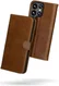 Rosso Deluxe Samsung Galaxy S23 Ultra Hoesje Echt Leer Book Case Bruin afbeelding 8
