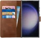 Rosso Deluxe Samsung Galaxy S23 Ultra Hoesje Echt Leer Book Case Bruin afbeelding 1