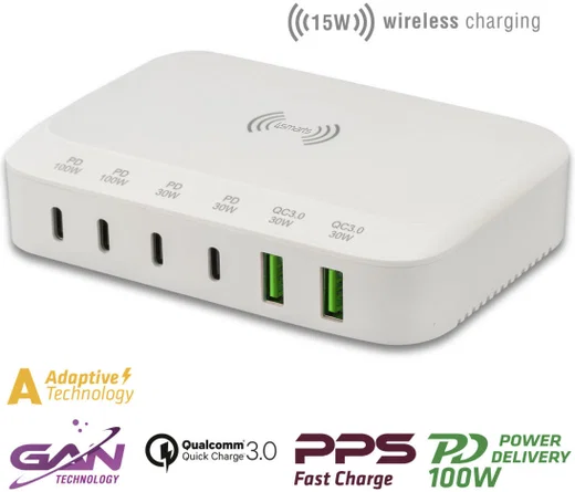 4smarts 7in1 GaN Oplaadstation 100W Snellader met QI Opladen Wit afbeelding 2