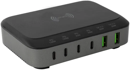 4smarts 7in1 GaN Oplaadstation 100W Snellader met QI Opladen Zwart afbeelding 1