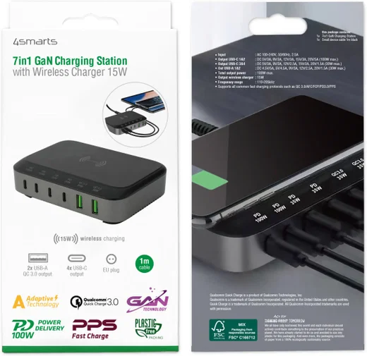 4smarts 7in1 GaN Oplaadstation 100W Snellader met QI Opladen Zwart afbeelding 12