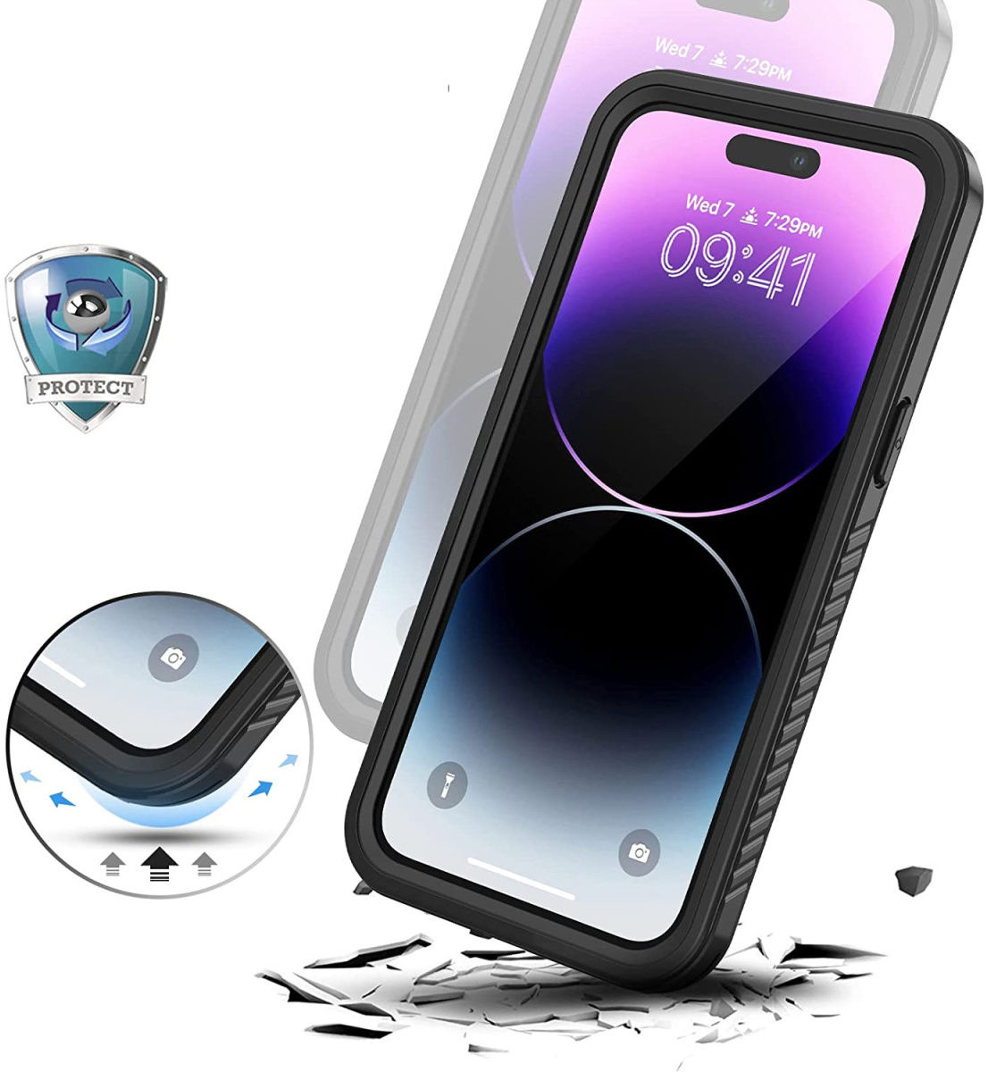 SBG Outdoor Case iPhone 14 Pro Waterdicht Zwart afbeelding 6