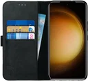 Rosso Deluxe Samsung Galaxy S23 Hoesje Echt Leer Book Case Zwart