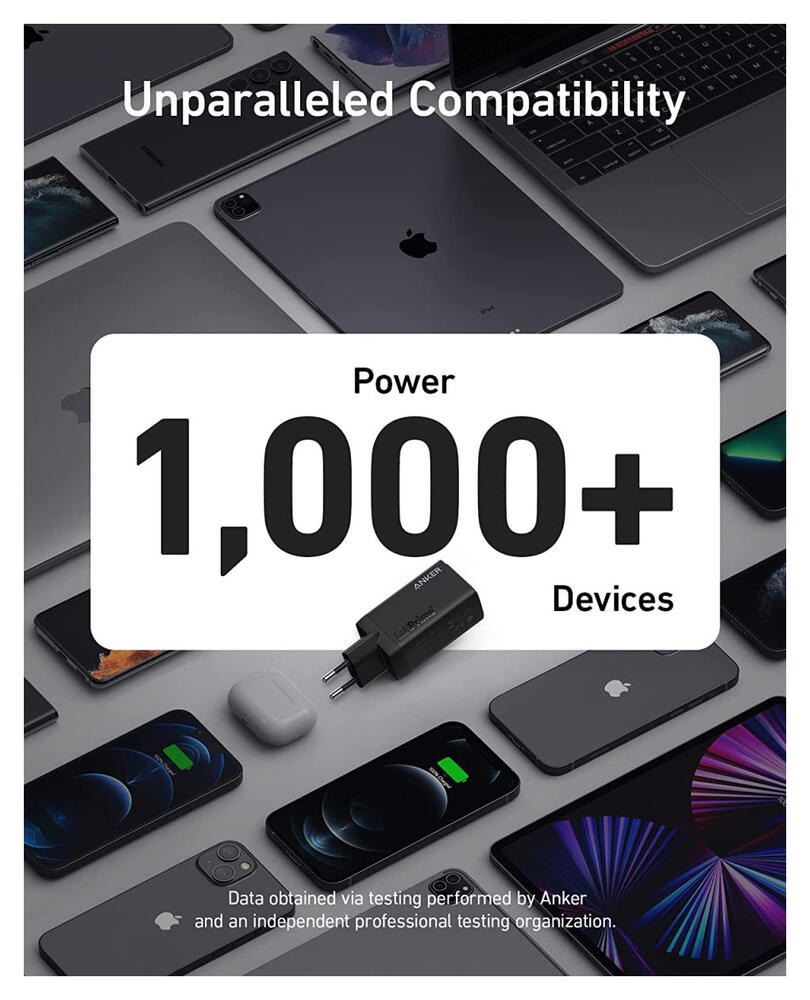Anker 735 GaNPrime (65W) Snellader USB-C/USB-A Fast Charge  Adapter Zwart afbeelding 6