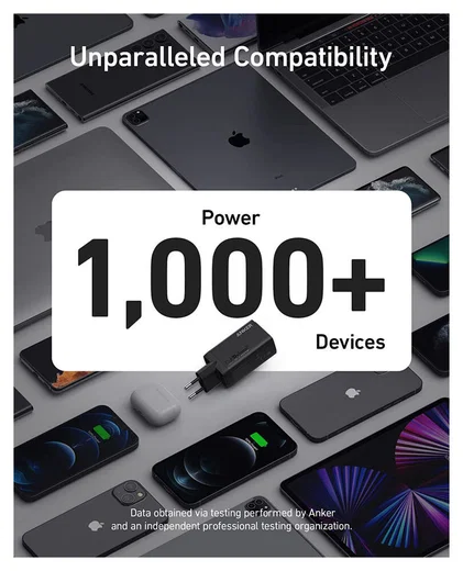 Anker 735 GaNPrime (65W) Snellader USB-C/USB-A Fast Charge  Adapter Zwart afbeelding 6