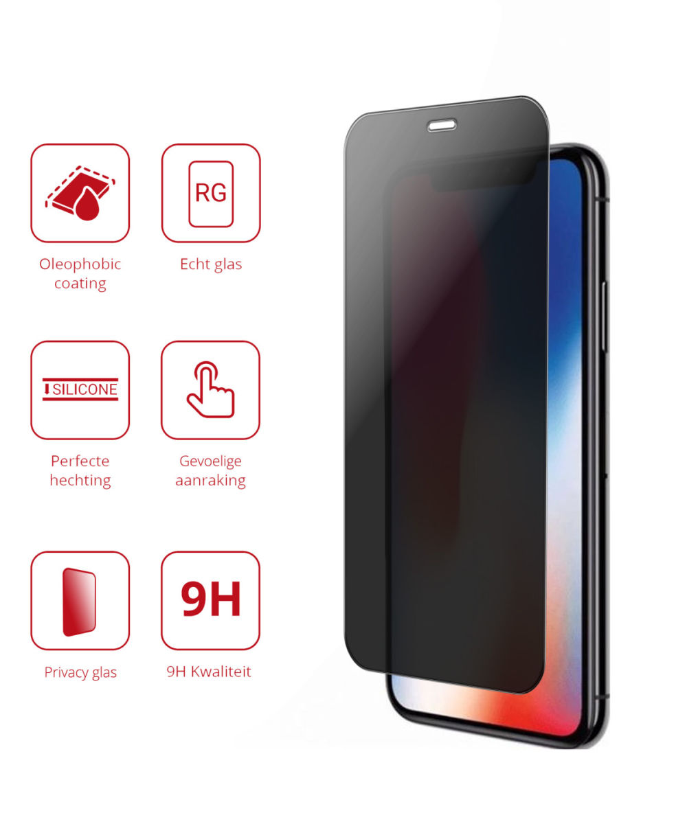 Rosso Apple iPhone X / XS Tempered Glass Screen Protector Privacy afbeelding 3