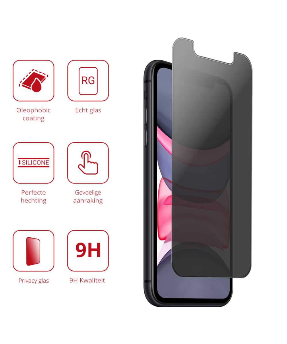 Rosso Apple iPhone 11 / XR 9H Tempered Glass Screen Protector Privacy afbeelding 3