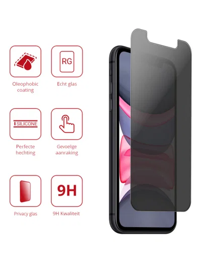 Rosso Apple iPhone 11 / XR 9H Tempered Glass Screen Protector Privacy afbeelding 3