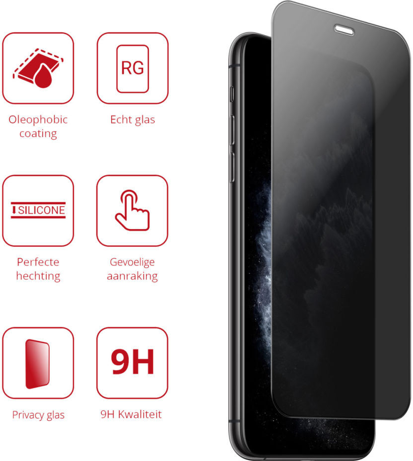 Rosso Apple iPhone 11 Pro 9H Tempered Glass Screen Protector Privacy afbeelding 3