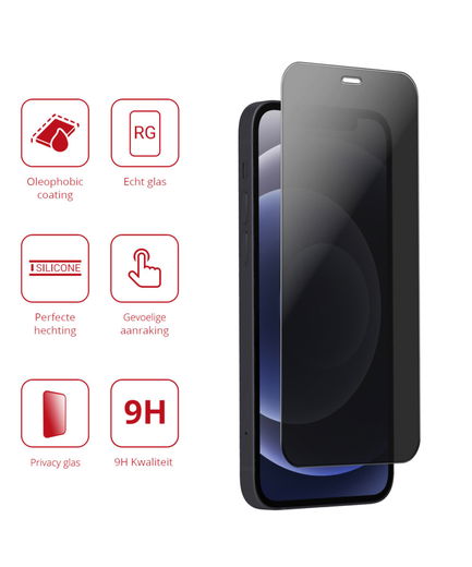 Rosso iPhone 12 / 12 Pro 9H Tempered Glass Screen Protector Privacy afbeelding 3