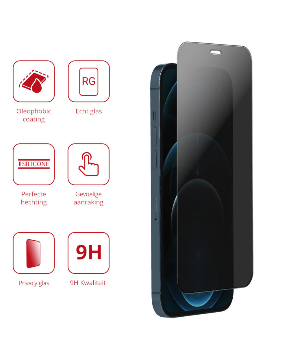 Rosso iPhone 12 Pro Max 9H Tempered Glass Screen Protector Privacy afbeelding 3