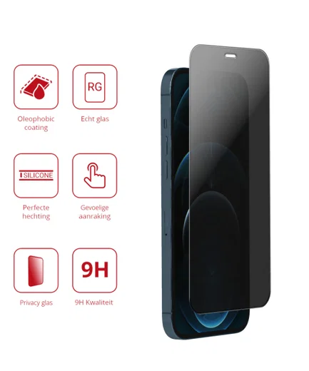 Rosso iPhone 12 Pro Max 9H Tempered Glass Screen Protector Privacy afbeelding 3