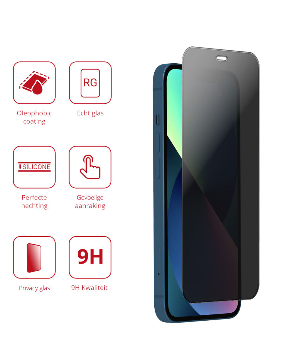 Rosso iPhone 13 / 13 Pro 9H Tempered Glass Screen Protector Privacy afbeelding 3