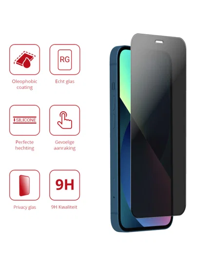 Rosso iPhone 13 / 13 Pro 9H Tempered Glass Screen Protector Privacy afbeelding 3