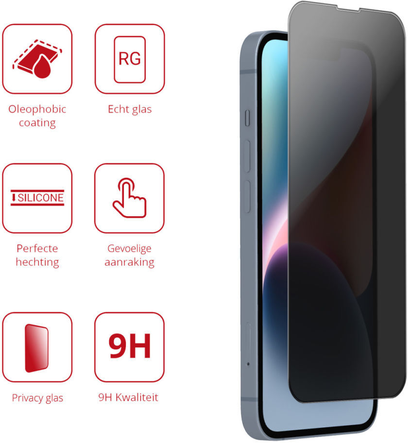 Rosso Apple iPhone 14 9H Tempered Glass Screen Protector Privacy afbeelding 3