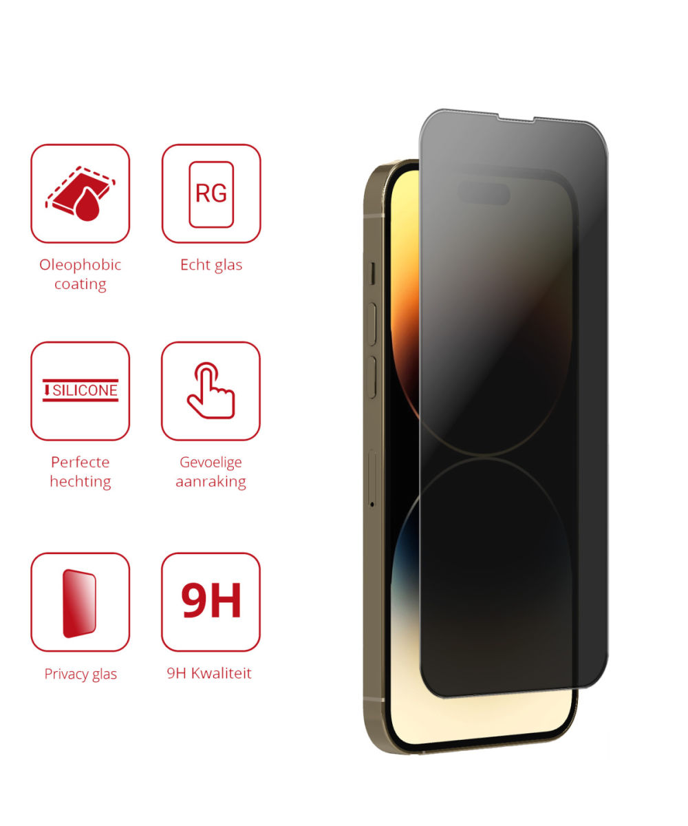 Rosso iPhone 14 Pro Max 9H Tempered Glass Screen Protector Privacy afbeelding 3
