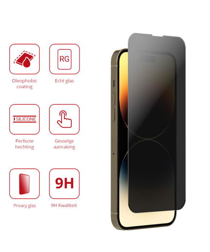 Rosso iPhone 14 Pro Max 9H Tempered Glass Screen Protector Privacy afbeelding 3