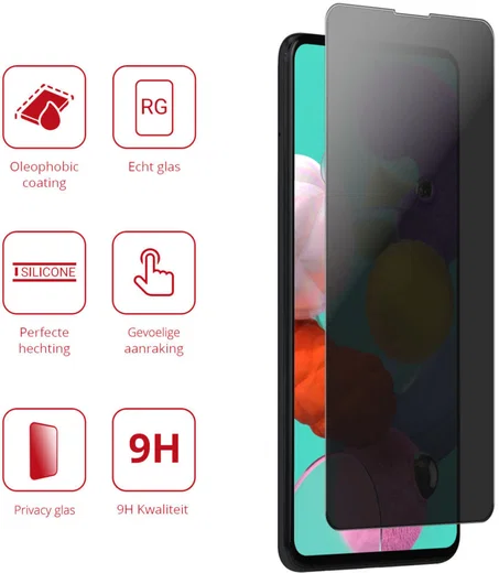 Rosso Samsung Galaxy A51 9H Tempered Glass Screen Protector Privacy afbeelding 3