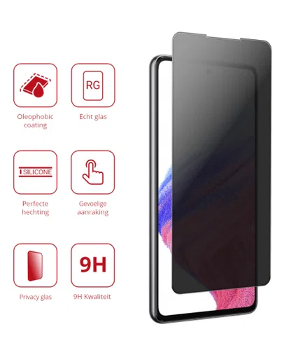 Rosso Samsung Galaxy A53 9H Tempered Glass Screen Protector Privacy afbeelding 3