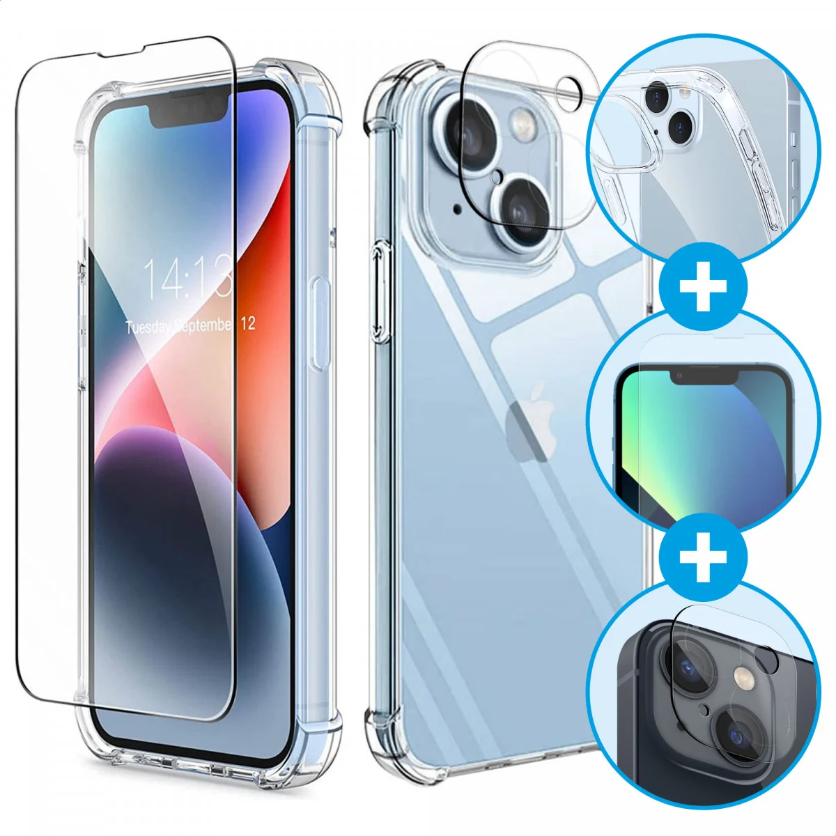 Apple iPhone 14 Hoesje + Screen Protector + Camera Protector afbeelding 1