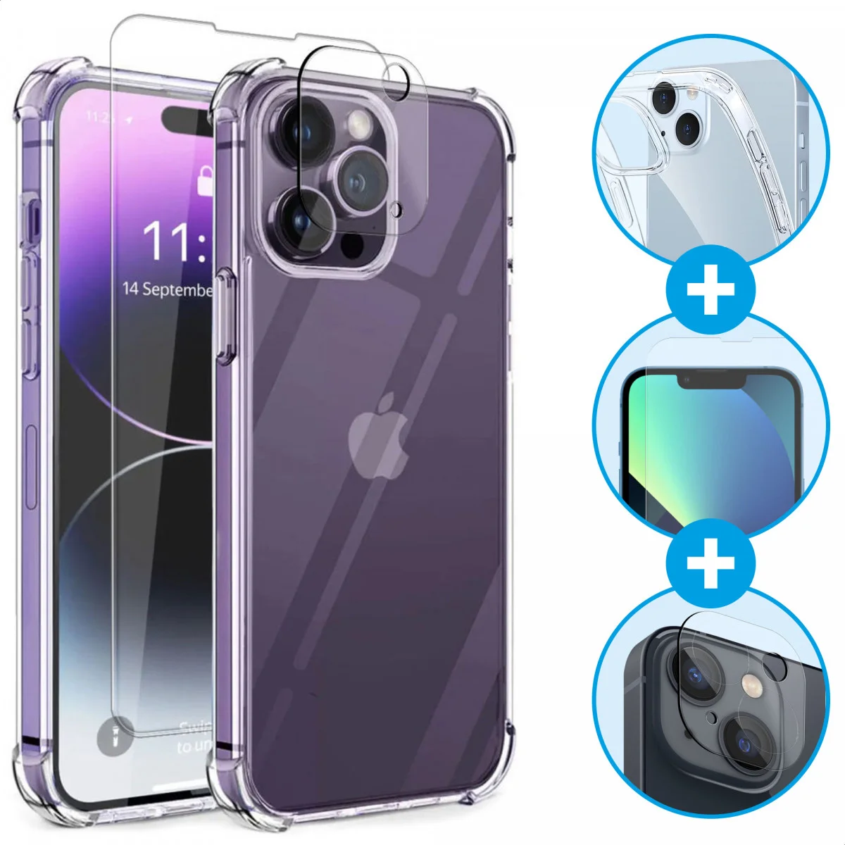 Apple iPhone 14 Pro Hoesje + Screen Protector + Camera Protector afbeelding 1