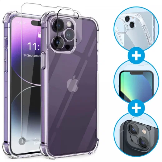 Apple iPhone 14 Pro Hoesje + Screen Protector + Camera Protector afbeelding 1