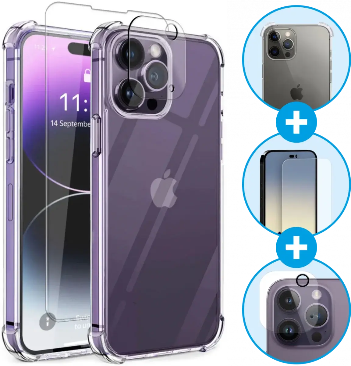 Apple iPhone 14 Pro Max Hoesje + Screen Protector + Camera Protector afbeelding 1