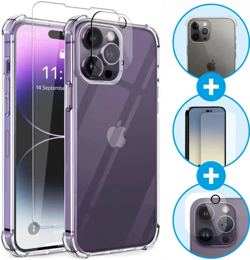 Apple iPhone 14 Pro Max Hoesje + Screen Protector + Camera Protector afbeelding 1