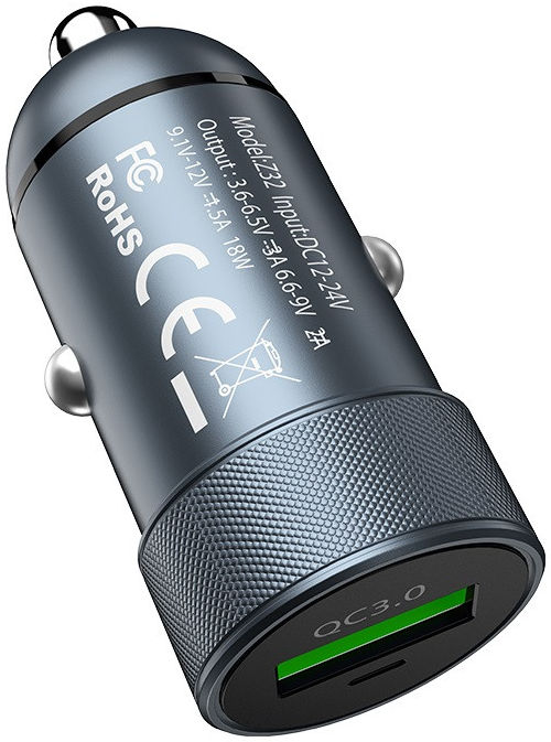 Hoco Z32 3A USB Autolader 18W met Quick Charge 3.0 Zwart afbeelding 4