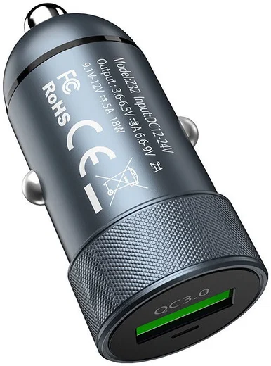 Hoco Z32 3A USB Autolader 18W met Quick Charge 3.0 Zwart afbeelding 4