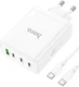 Hoco 100W GaN Adapter Power Delivery Snellader + USB-C Kabel 1M Wit afbeelding 2