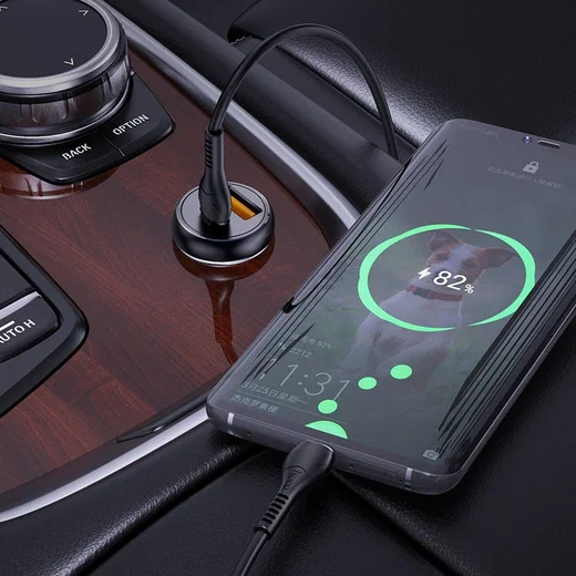 Hoco 5A Auto Snellader 30W PD en QC + USB-C Kabel 1M afbeelding 3