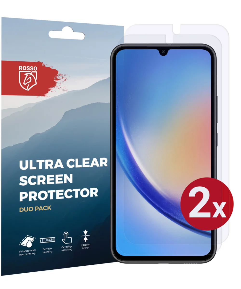 Rosso Samsung Galaxy A34 Ultra Clear Screen Protector Duo Pack afbeelding 1