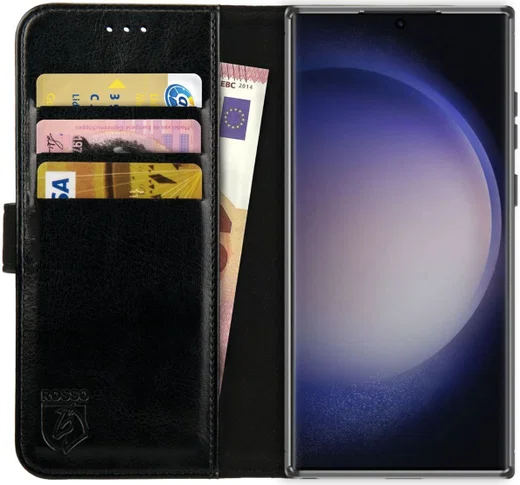 Rosso Element Samsung Galaxy S23 Ultra Hoesje Book Cover Wallet Zwart afbeelding 1