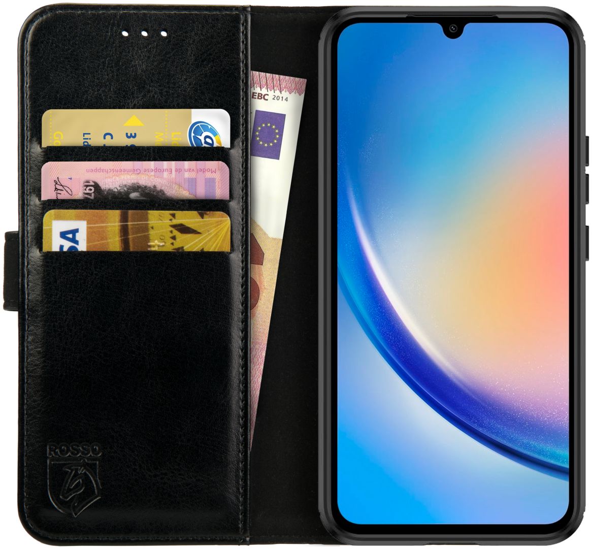 Rosso Element Samsung Galaxy A34 Hoesje Book Cover Wallet Zwart afbeelding 1