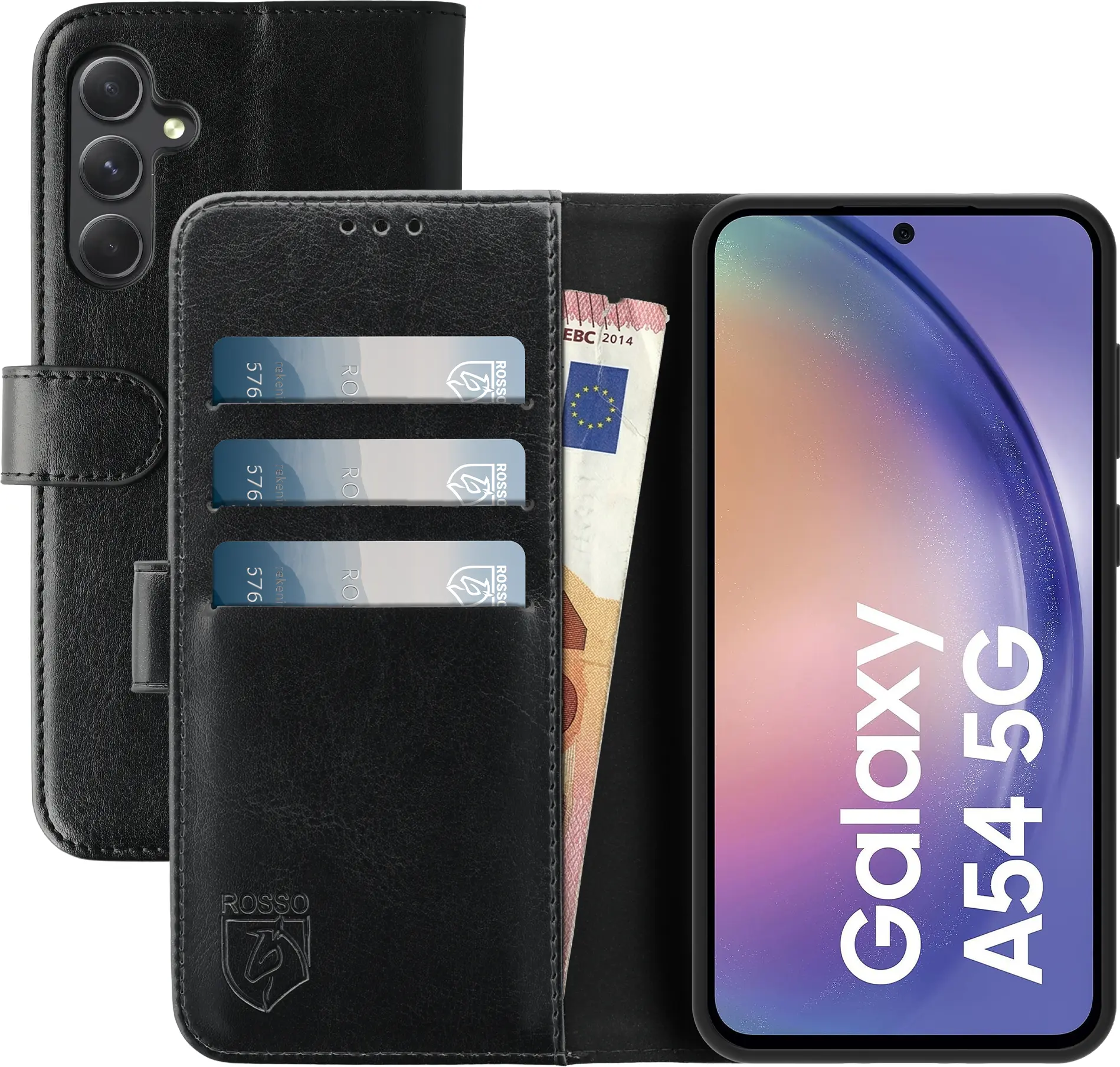 Rosso Element Samsung Galaxy A54 Hoesje Book Cover Wallet Zwart afbeelding 1
