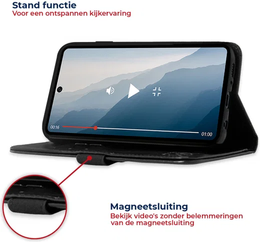 Rosso Element Motorola Moto E22/E22i Hoesje Book Cover Wallet Zwart afbeelding 3