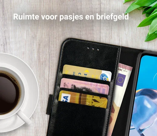 Rosso Element Motorola Moto E22/E22i Hoesje Book Cover Wallet Zwart afbeelding 5