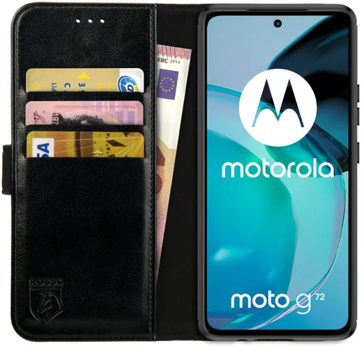 Rosso Element Motorola Moto G72 Hoesje Book Cover Wallet Zwart afbeelding 1