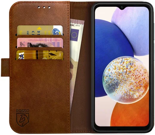 Rosso Element Samsung Galaxy A14 Hoesje Book Cover Wallet Bruin afbeelding 1