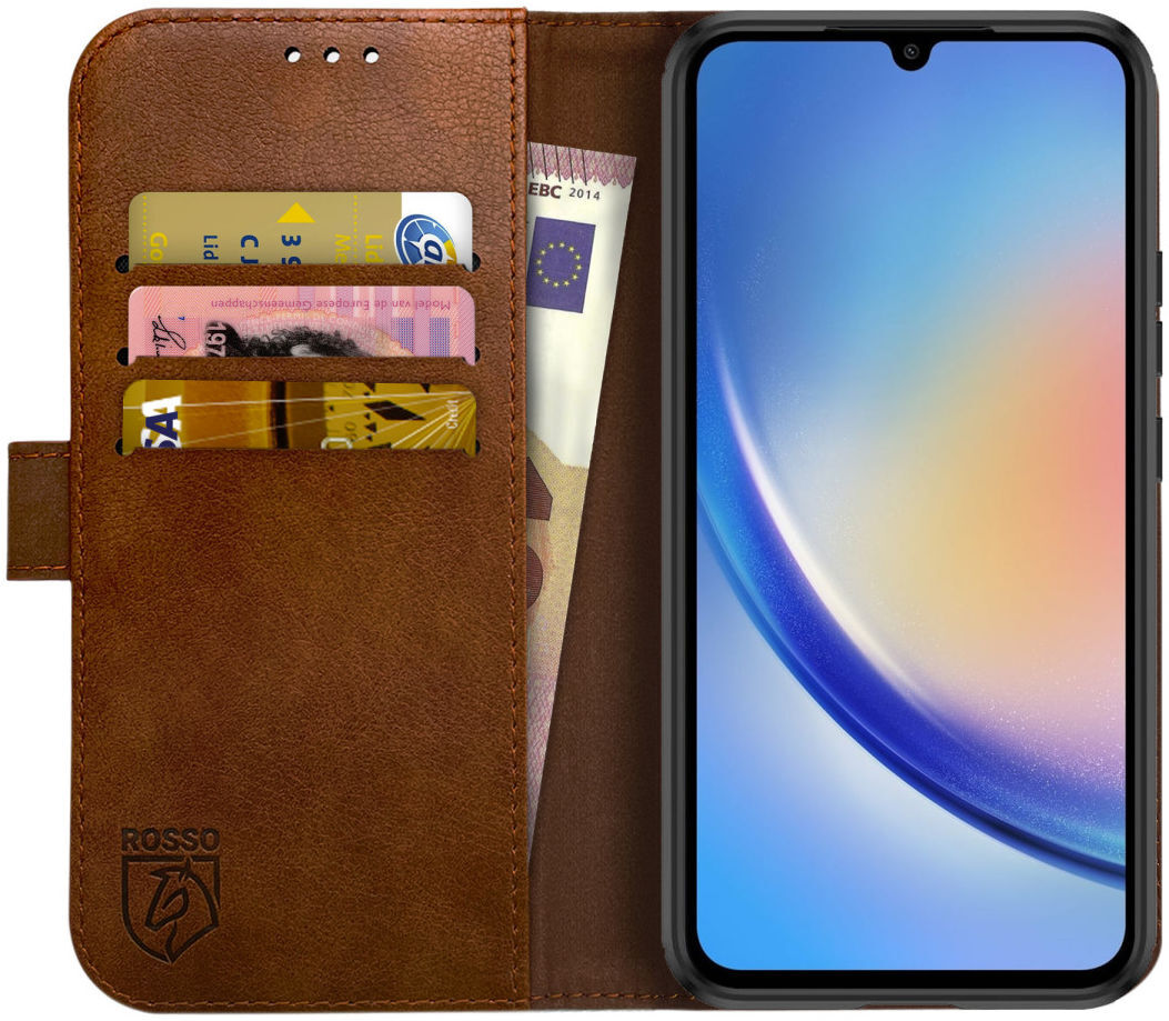 Rosso Element Samsung Galaxy A34 Hoesje Book Cover Wallet Bruin afbeelding 1