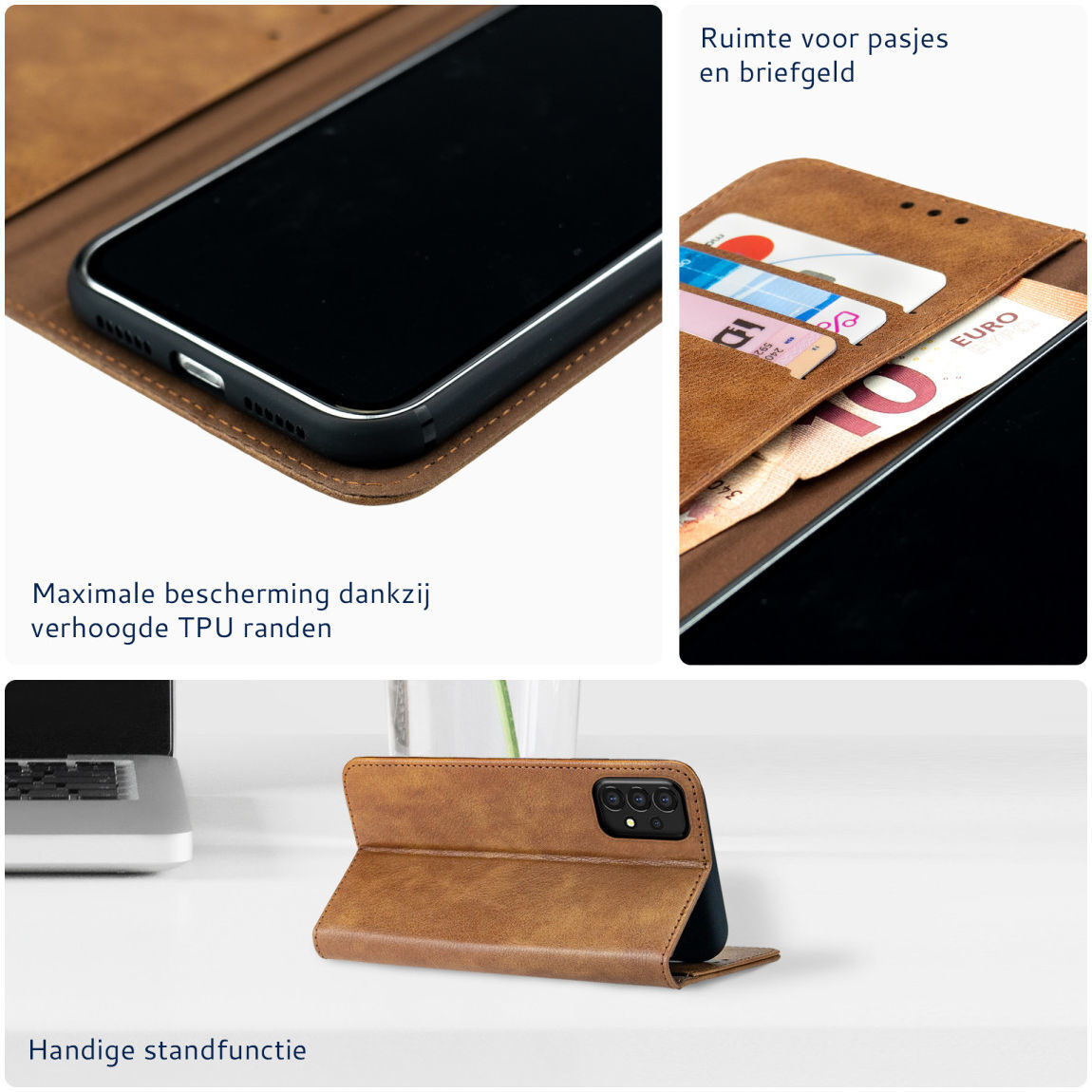 Rosso Element Samsung Galaxy A34 Hoesje Book Cover Wallet Bruin afbeelding 5